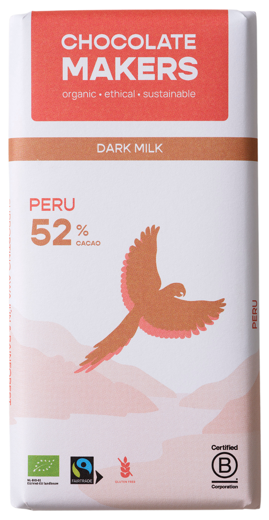Chocolatemakers Awajun 52% donkere melk fairtrade bio 80.00 Gram