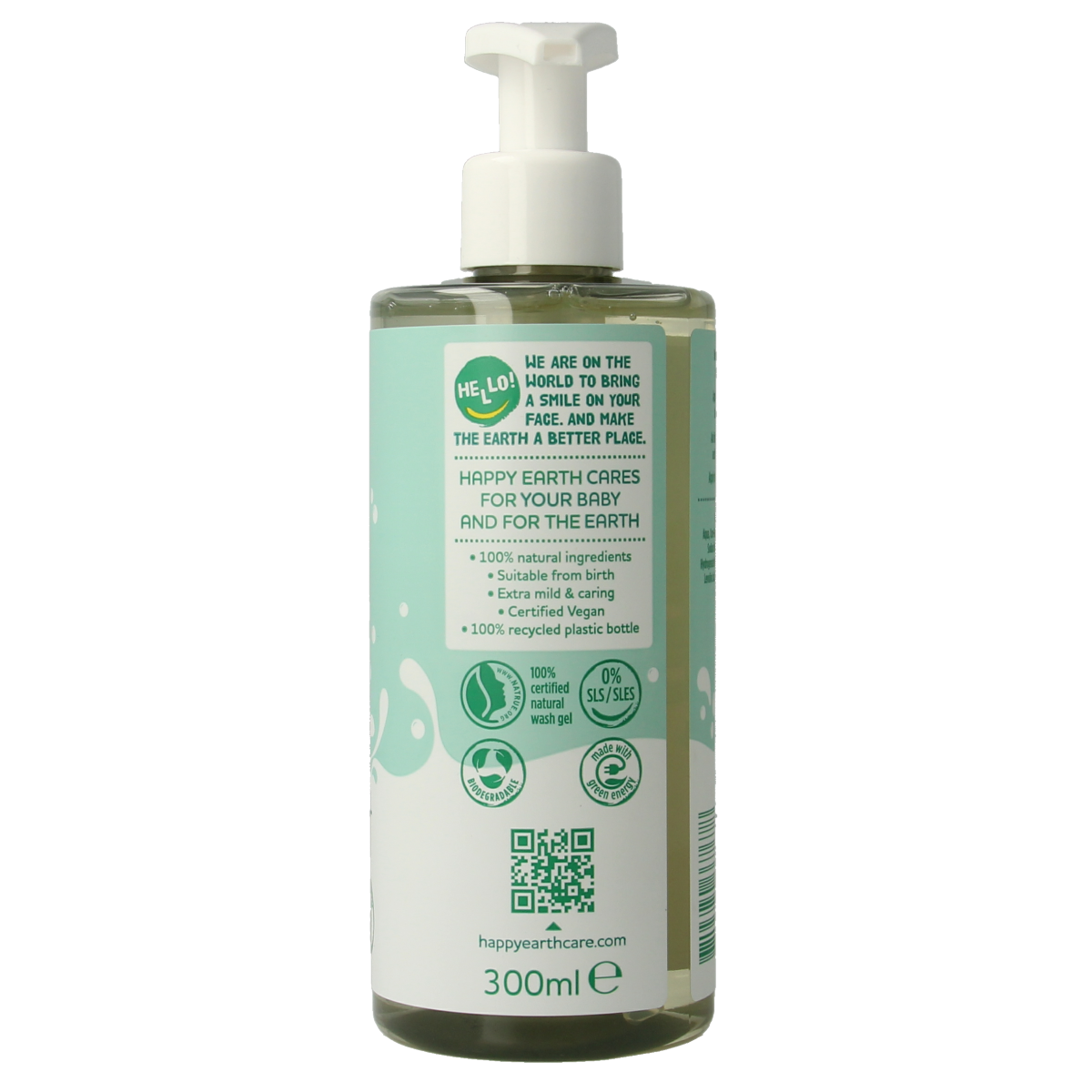 Happy Earth Was & badgel zeepvrij baby & kids 300.00 Milliliter