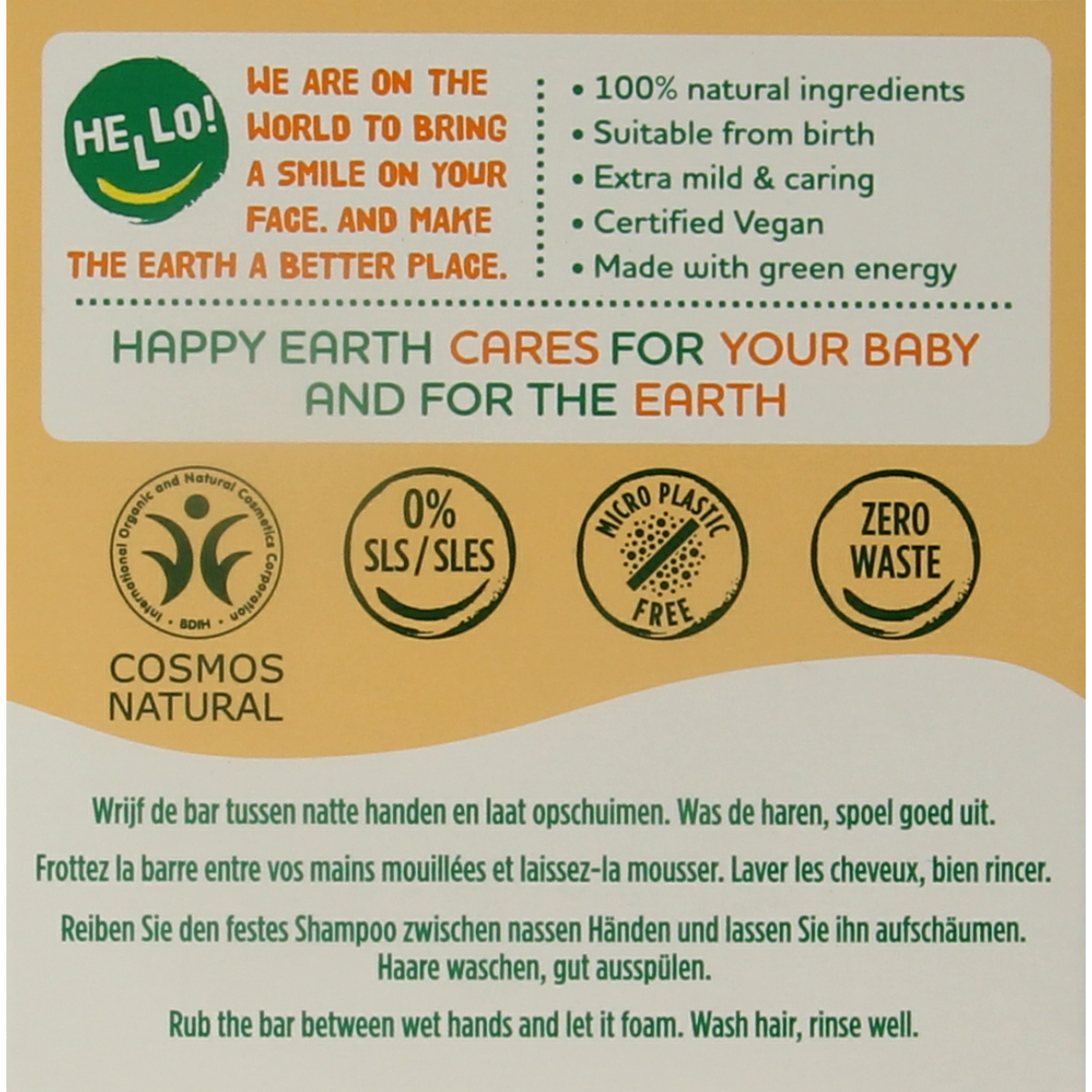Happy Earth Shampoobar voor baby & kids 50.00 Gram