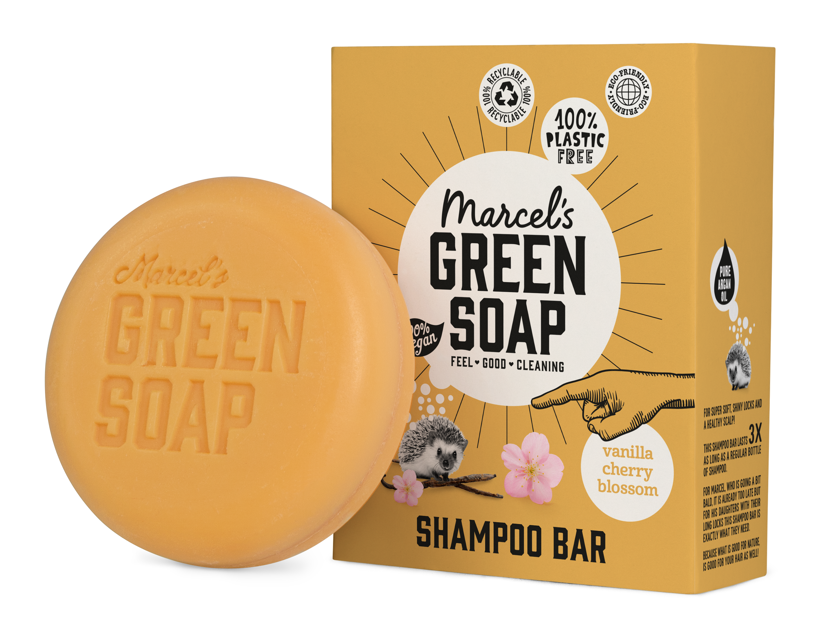 Marcel's Green Soap Shampoo bar vanille & kersenbloesem 90 Gram