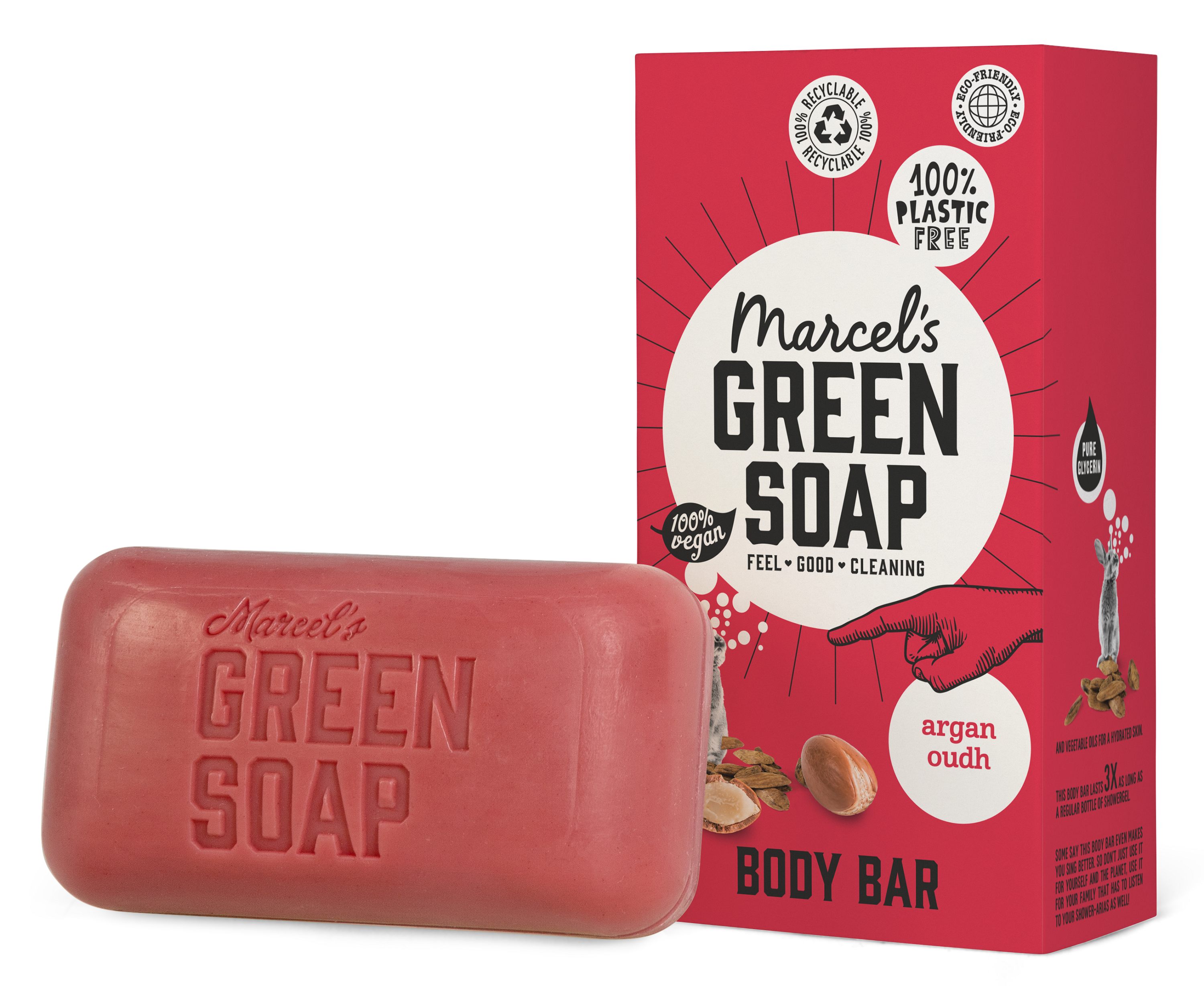 Marcel's Green Soap Shower bar argan & oudh 150 Gram