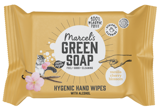 Marcel's Green Soap Hand wipes vanilla & cherry blossom bio 15.00 Stuks