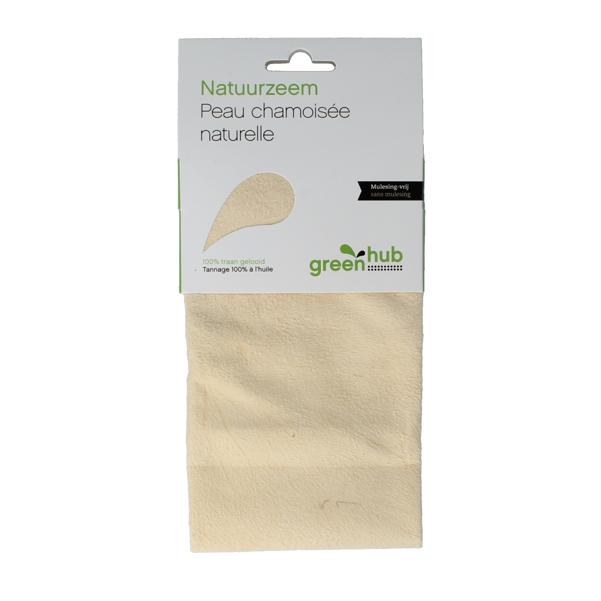 Greenhub Natuurzeem cleaning cloth, natural green sea sponge for eco-friendly cleaning, shown in the image.