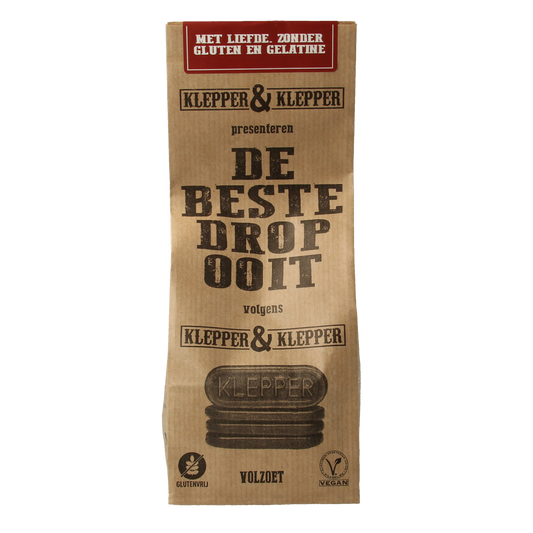 Klepper&Klepper De Beste Drop Ooit Volzoet, 200g, colorful gummy candy in clear bag, sweet and fruity snoepgoed.