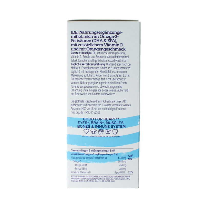 Arctic Blue Omega 3 pure visolie met vitamine D 250 Milliliter