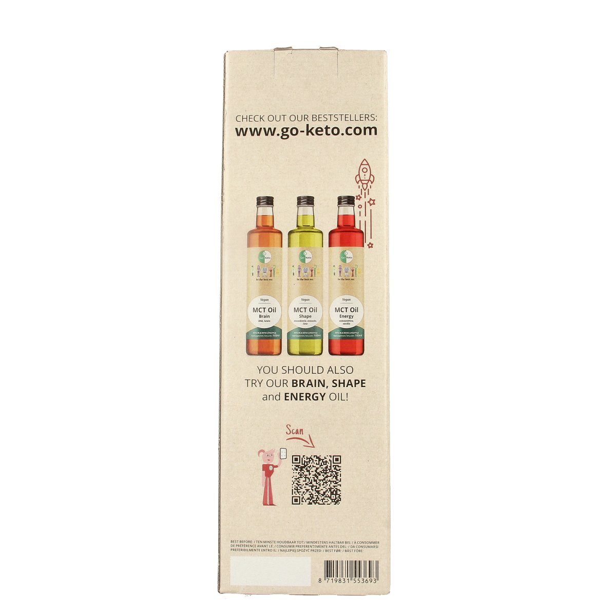 Go-Keto MCT olie C8 premium biologisch 500.00 Milliliter