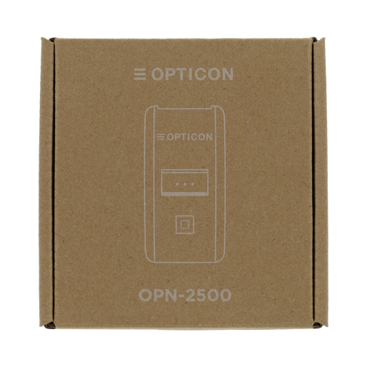 Holland Pharma Opticon OPN-2500 handscanner for office use, featuring a compact design with a barcode scanner and ergonomic grip.