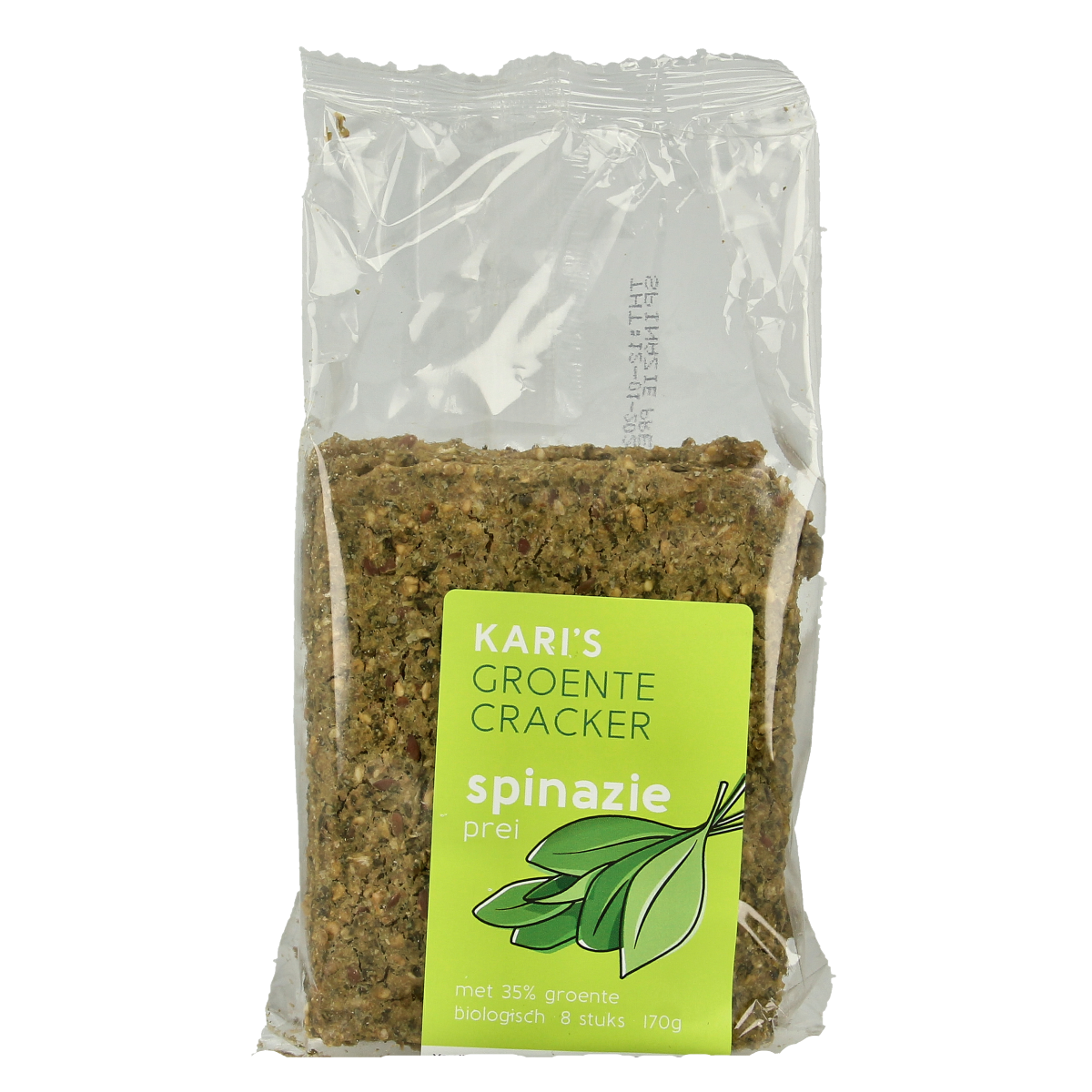 Kari's Crackers  Groentecracker spinazie prei bio 170.00 Gram