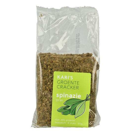 Kari's Crackers  Groentecracker spinazie prei bio 170.00 Gram