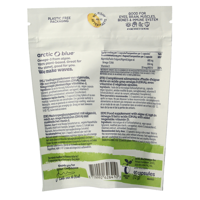 Arctic Blue Algenolie DHA met vitamine D 90 Softgels