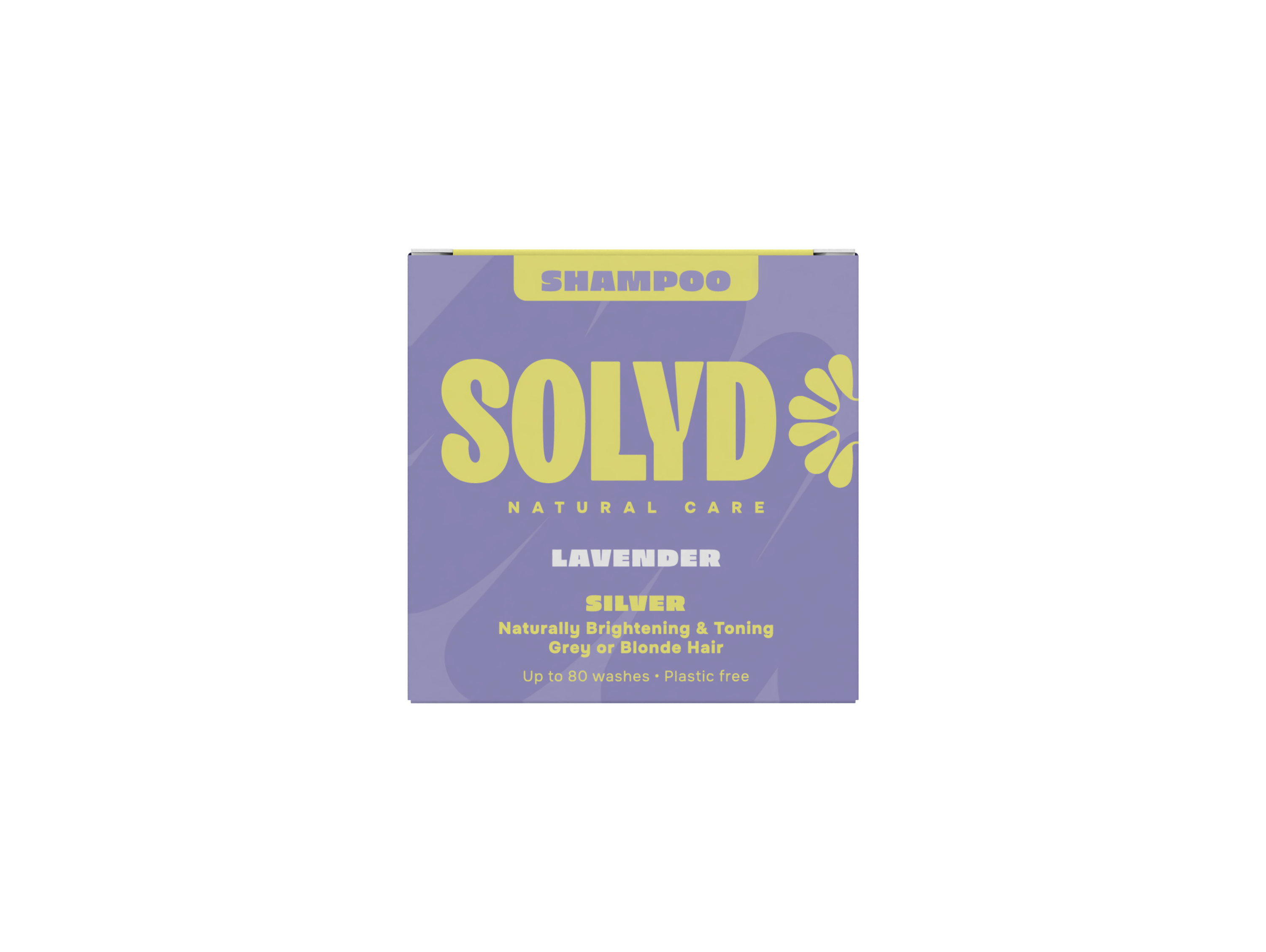 Solyd Lavender Shampoo Bar for hair care, 60g, with a lavender-scented natural shampoo in a rectangular shape.