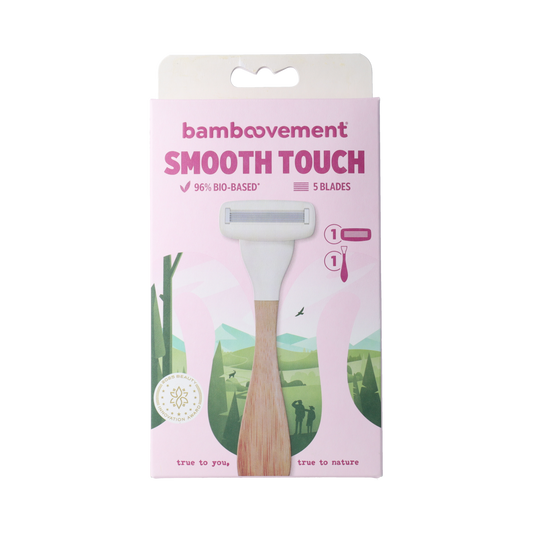 Bamboovement Smooth Touch Scheermes starter kit with one bamboo safety razor and accessories for a close shave.