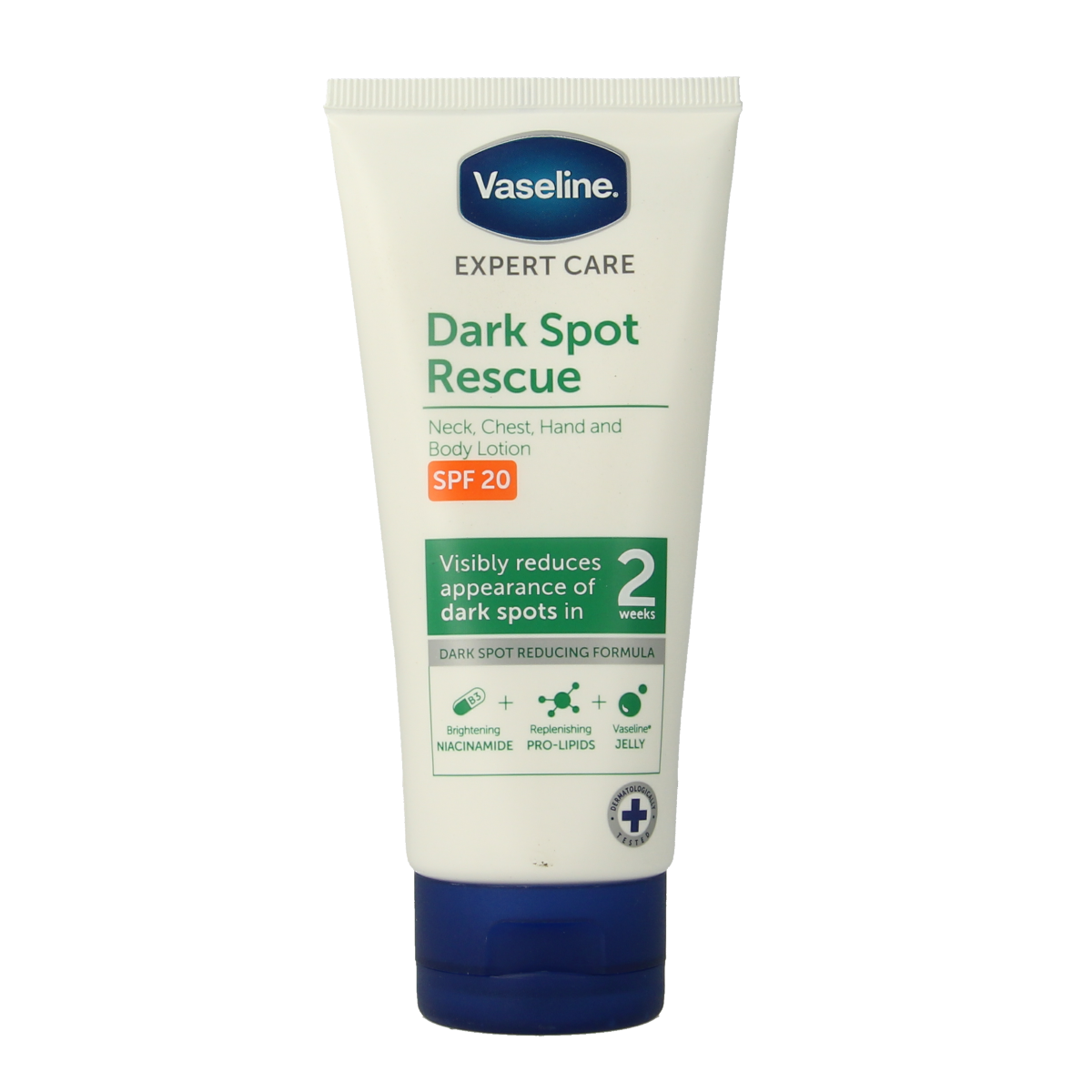 Vaseline Dark Spot Rescue Lotion 100g, creamy body moisturizer for reducing dark spots and nourishing skin.