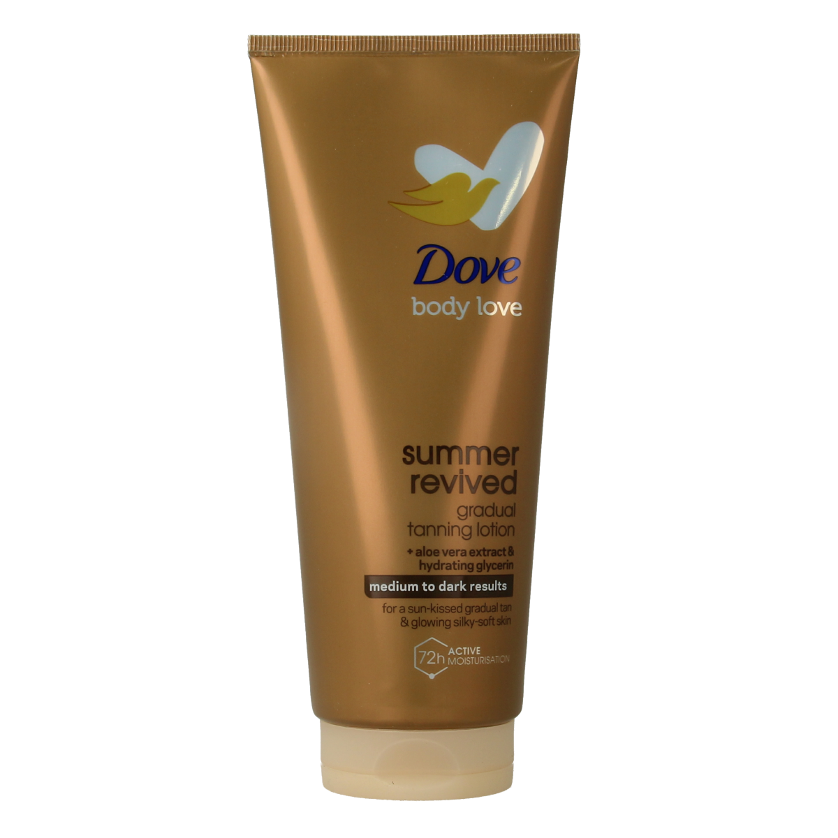 Dove Summer Dark body lotion 200ml bottle, moisturizing body care product with dark tan-enhancing formula.