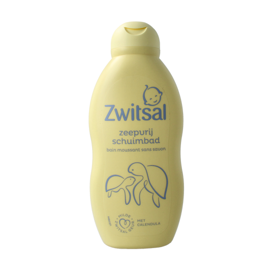 Baby and toddler care Zwitsal bubble bath bottle with 200ml capacity, featuring a blue and white label and pump dispenser.
