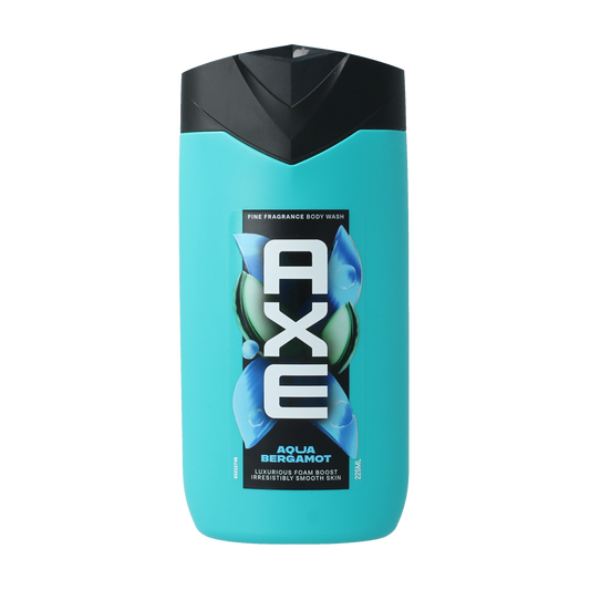 AXE Axe Fine Fragrance Aqua Bergamot shower gel in 225ml bottle, featuring a blue and silver packaging design.