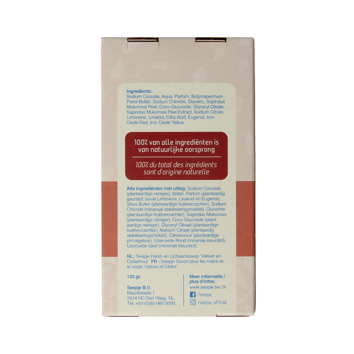 Seepje Hand en lichaamszeep vetiver cederhout 120.00 Gram