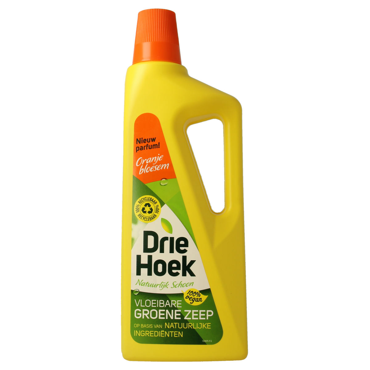 Driehoek vloeibare groene zeep oranjebloesem in 725ml bottle, natural cleaning liquid with orange blossom scent