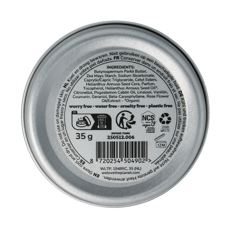 We Love Deodorant balm sweet rose vegan 35 Gram