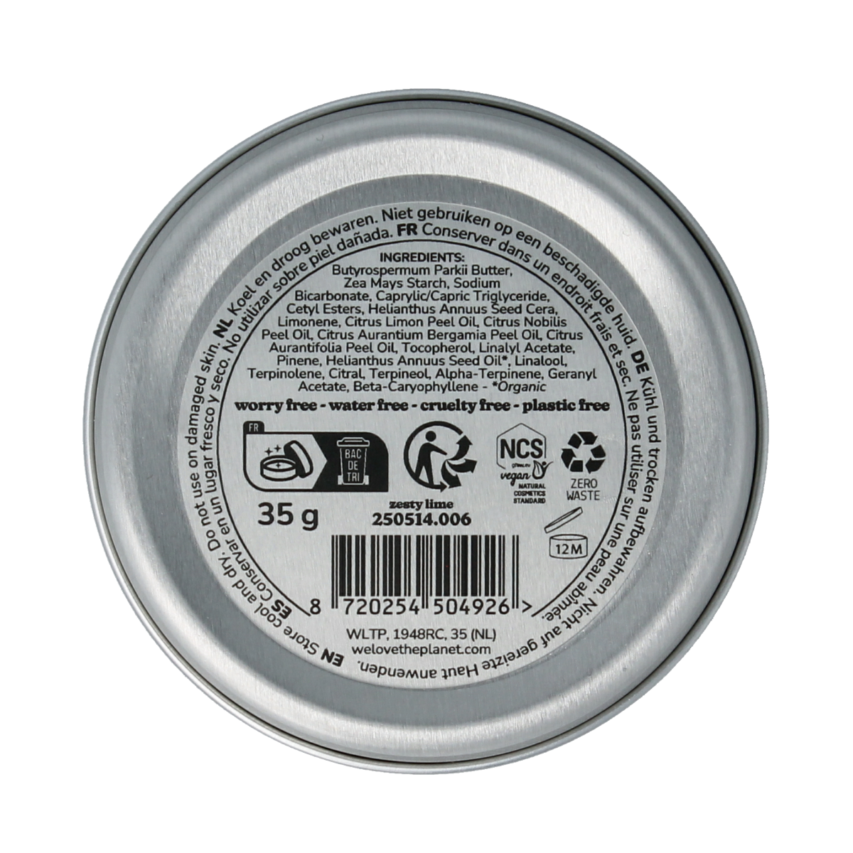 We Love Deodorant balm zesty lime vegan 35.00 Gram