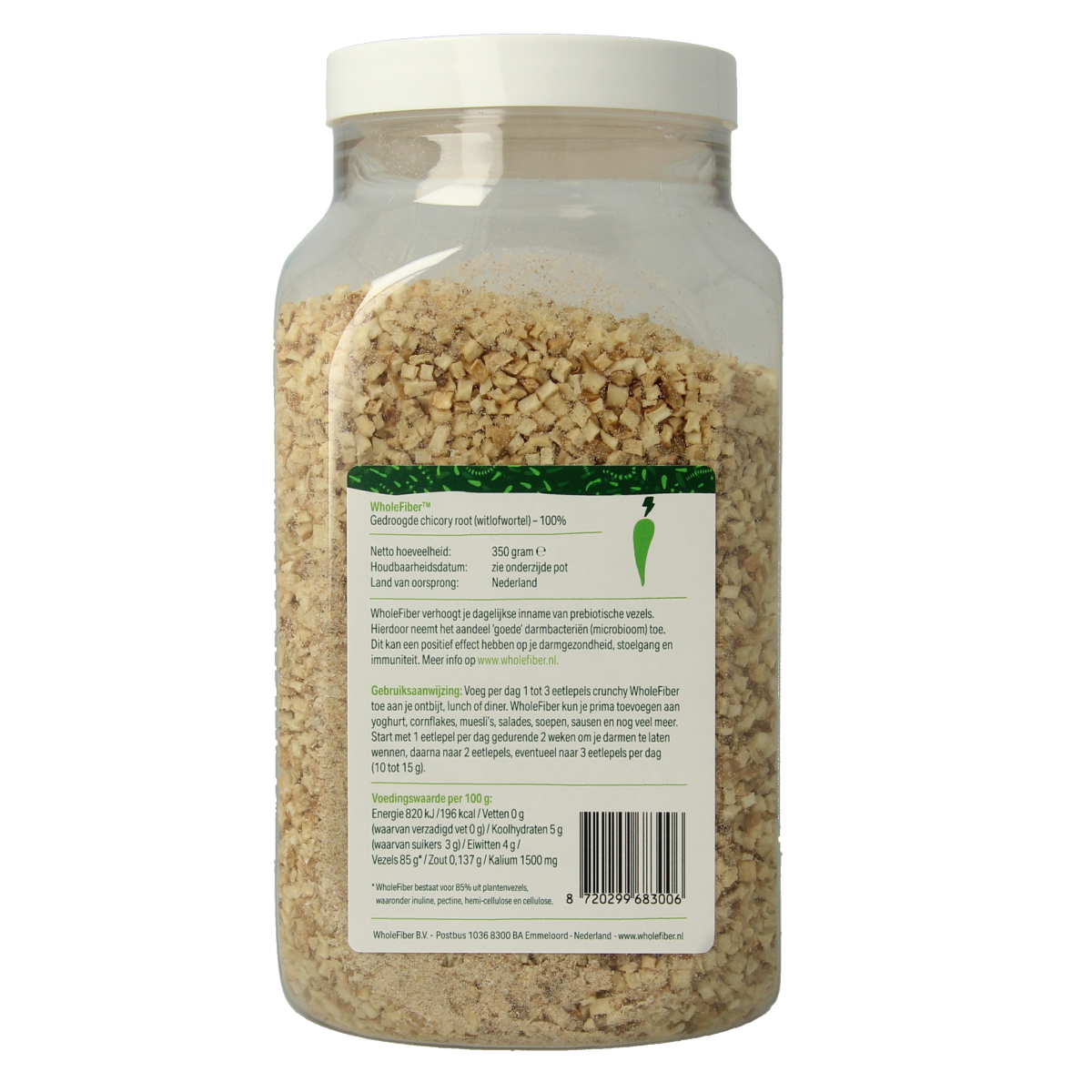 WholeFiber Gedroogde chicory root (witlofwortel) 350.00 Gram