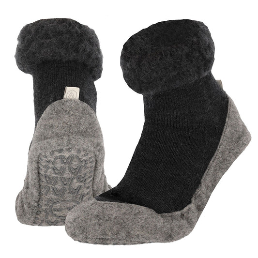 Apollo Huisslof wol anti-slip antraciet 37/38 1 Paar