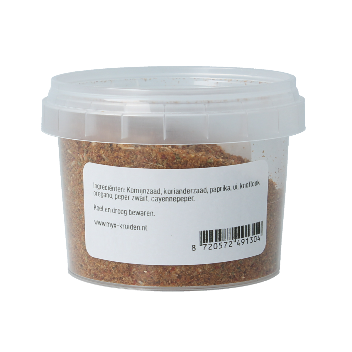 Myx Mexicaanse kruidenmix glutenvrij, 40g, with colorful spices and herbs in a clear packet for flavorful Mexican dishes