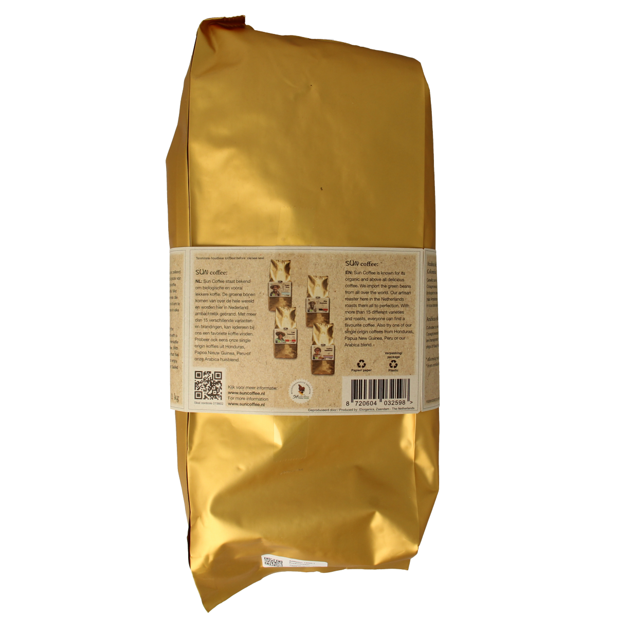 SUN Coffee Gezeilde koffiebonen dark roast bio 1.00 Kilogram