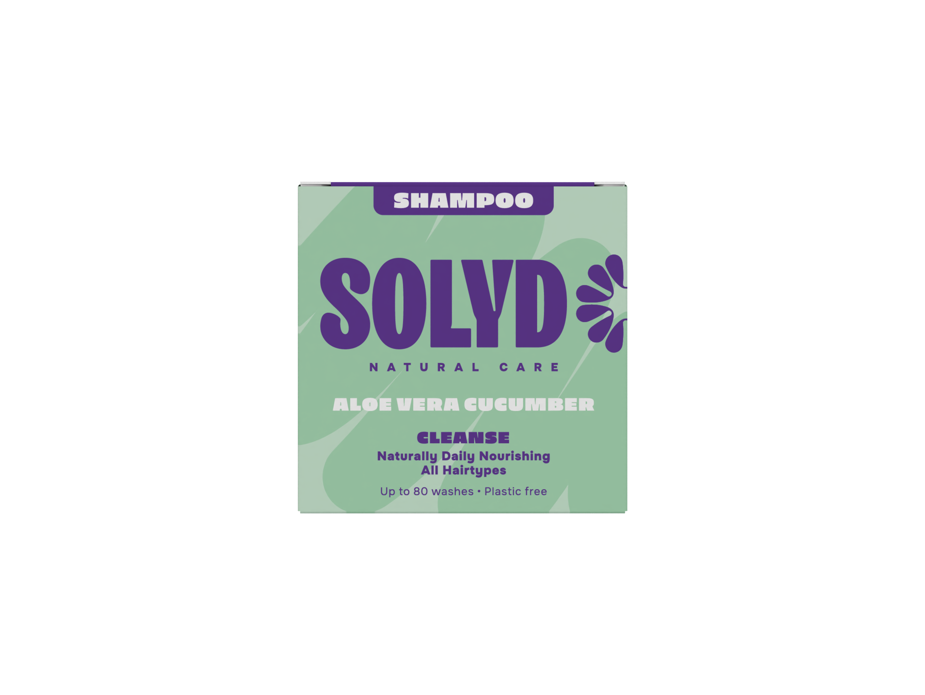 Solyd Aloe Vera Cucumber shampoo bar for hair care, 60g, natural solid shampoo in packaging with fresh cucumber and aloe vera images.