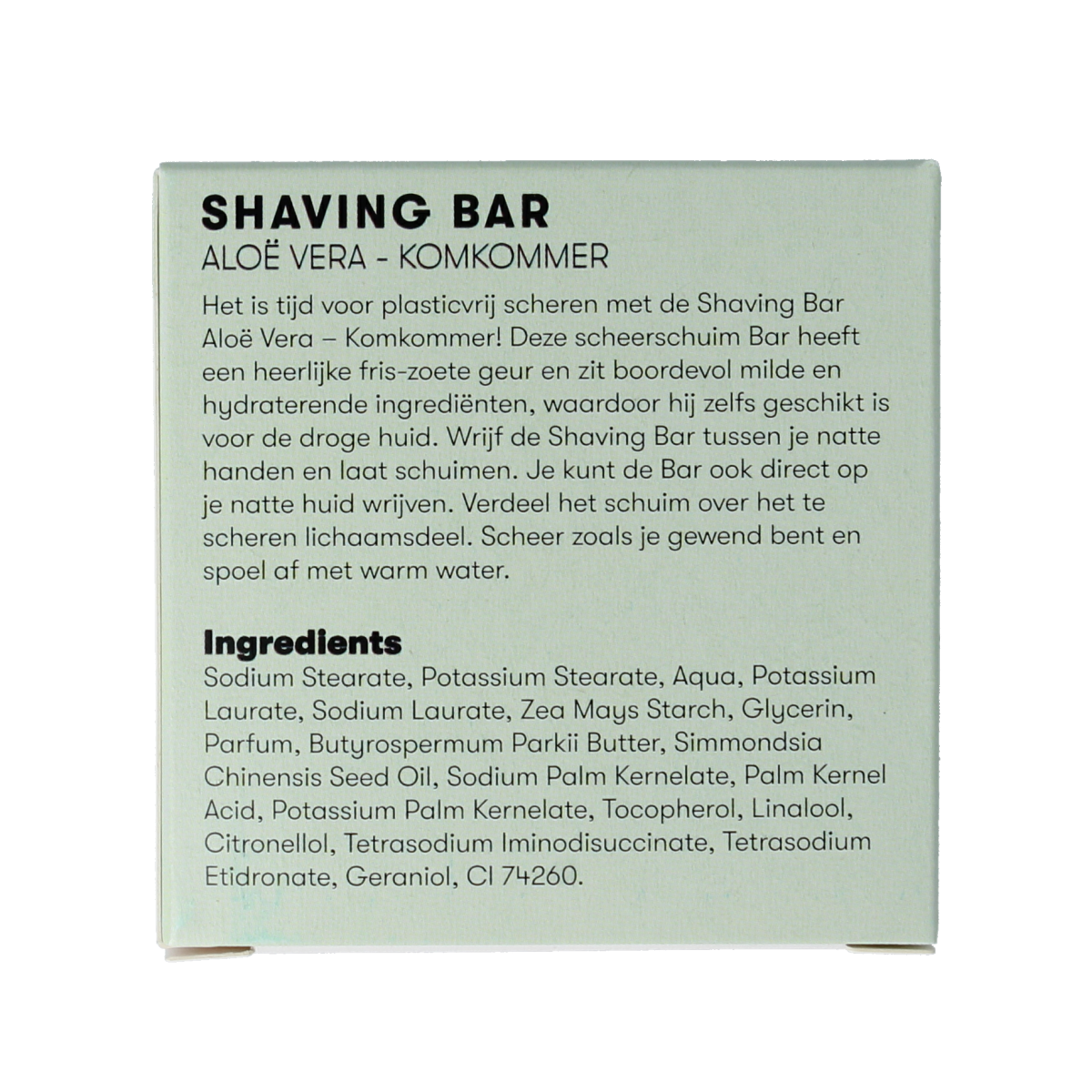 Shampoobars Shaving bar aloe vera & komkommer 60.00 Gram