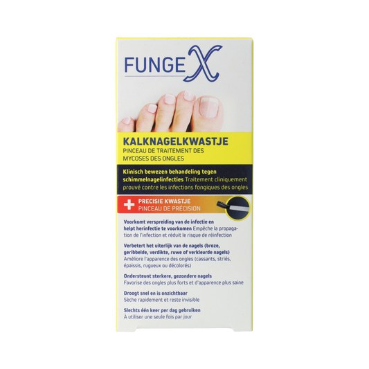 Fungex Kalknagelkwastje 5ml, foot care product for fungal nail treatment, with precision applicator brush.