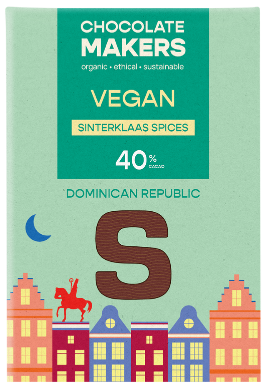 Chocolatemakers Sintletter melk vega bio chocolate bar, 100g, with smooth milk and vegan ingredients, wrapped in eco-friendly packaging.