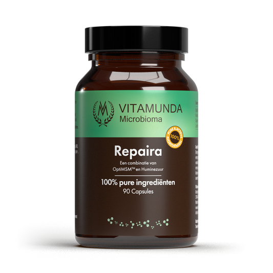 Vitamunda Repaira mineralen multi capsules in a bottle, dietary supplement for overall health and wellness.