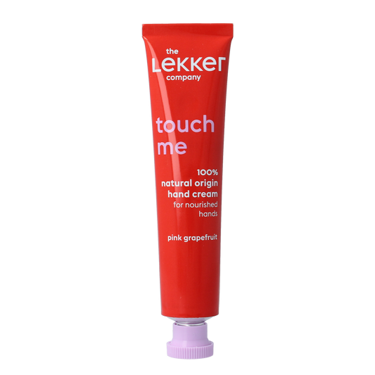 Lekker Company Touch Me hand cream 50ml, nourishing hand moisturizer in a sleek tube, perfect for soft, hydrated hands.