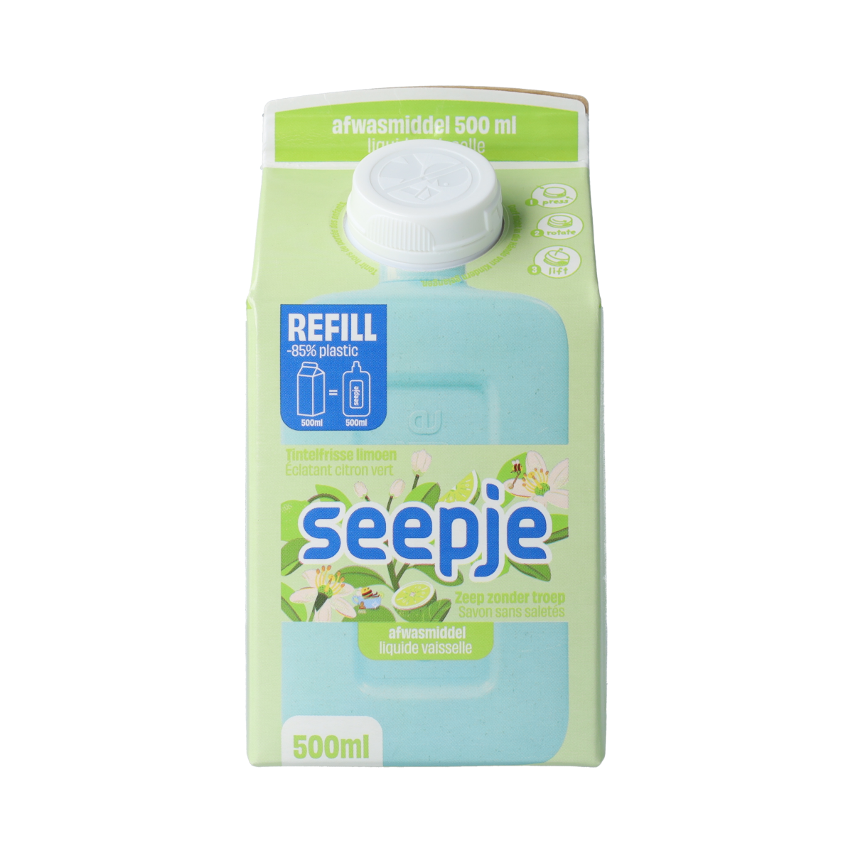 Seepje Afwasmiddel limoen refill 500.00 Milliliter