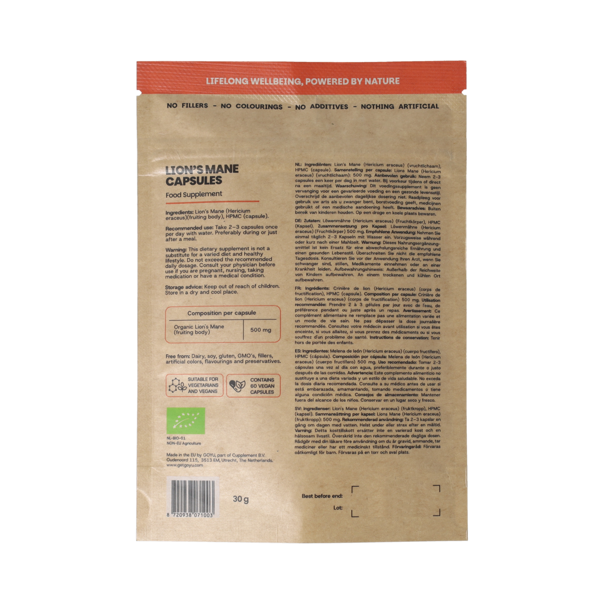 Goyu Lions maine 500mg bio 60.00 Vegetarische capsules