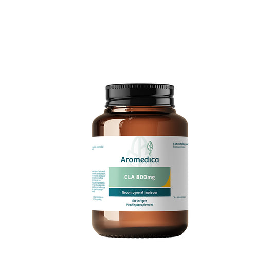 Aromedica CLA 800mg softgels, Vetzuren supplement in a bottle with 60 capsules, designed for healthy fat metabolism.