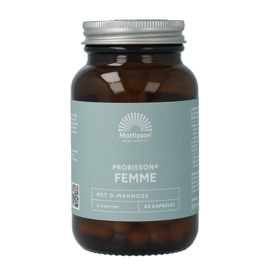 Mattisson Probisson Femme capsules in a bottle, dietary supplement and herbal remedy for women, 60 capsules.