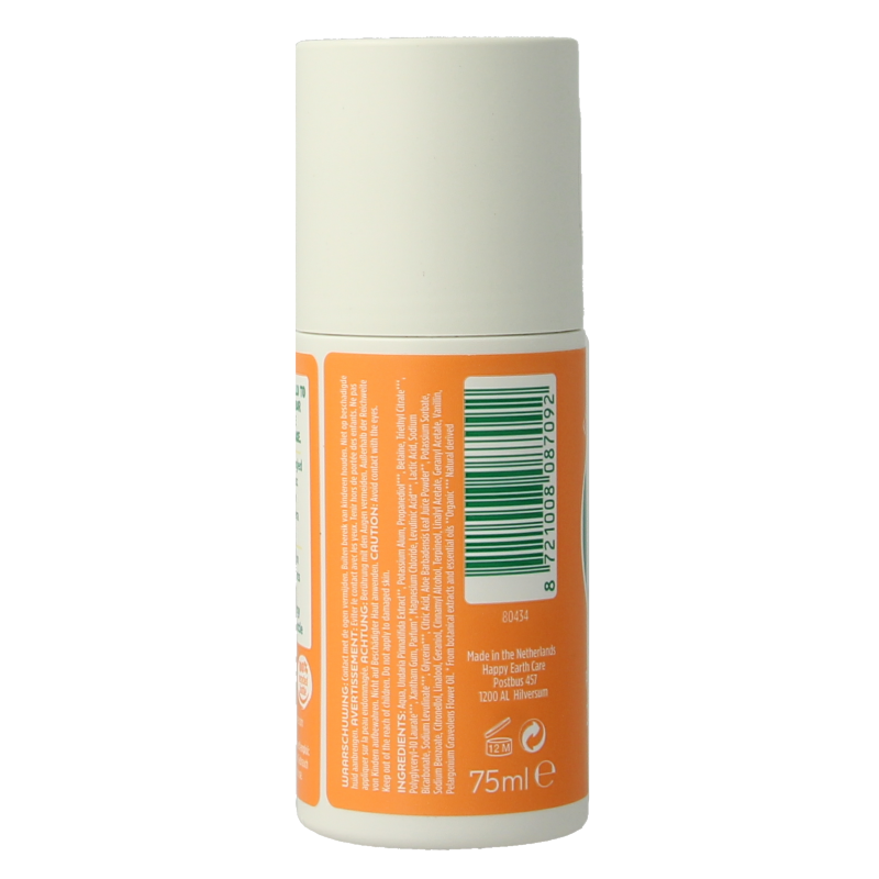 Happy Earth Pure deo roll-on rose petitgrain 75 Milliliter