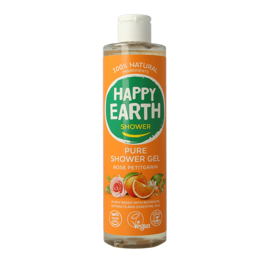 Happy Earth Pure showergel rose petitgrain 300.00 Milliliter