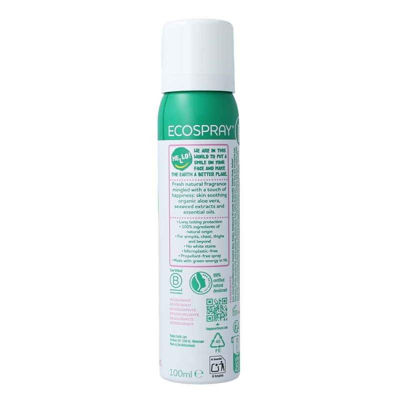 Happy Earth Deodorant bodyspray lavender ylang 100 Milliliter