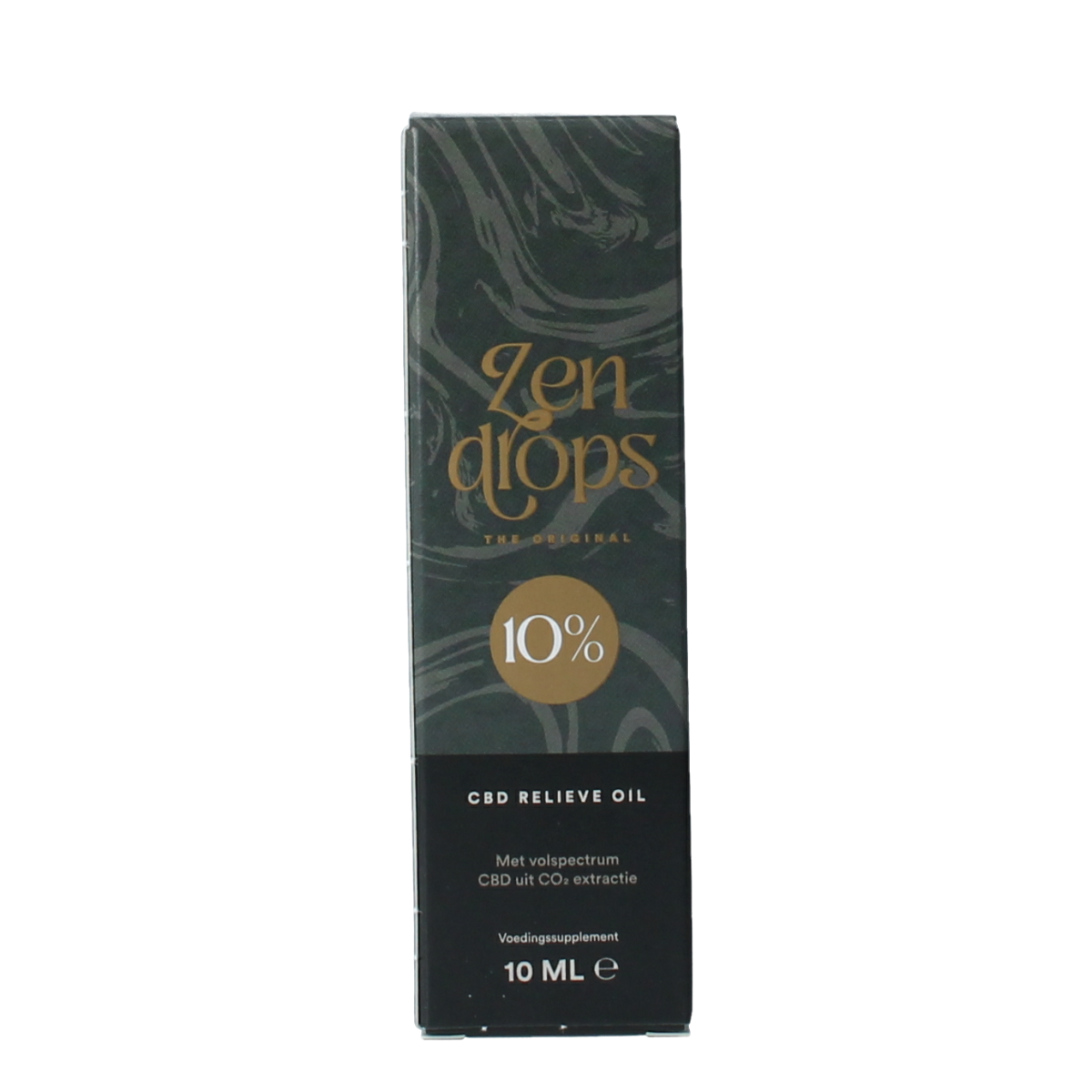 Zendrops CBD olie 10% hennepzaadolie in 10ml bottle, herbal supplement with hemp seed oil and CBD extract.