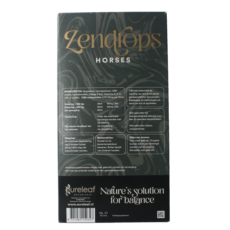 Zendrops CBD olie paarden Lijnzaadolie 1 Liter