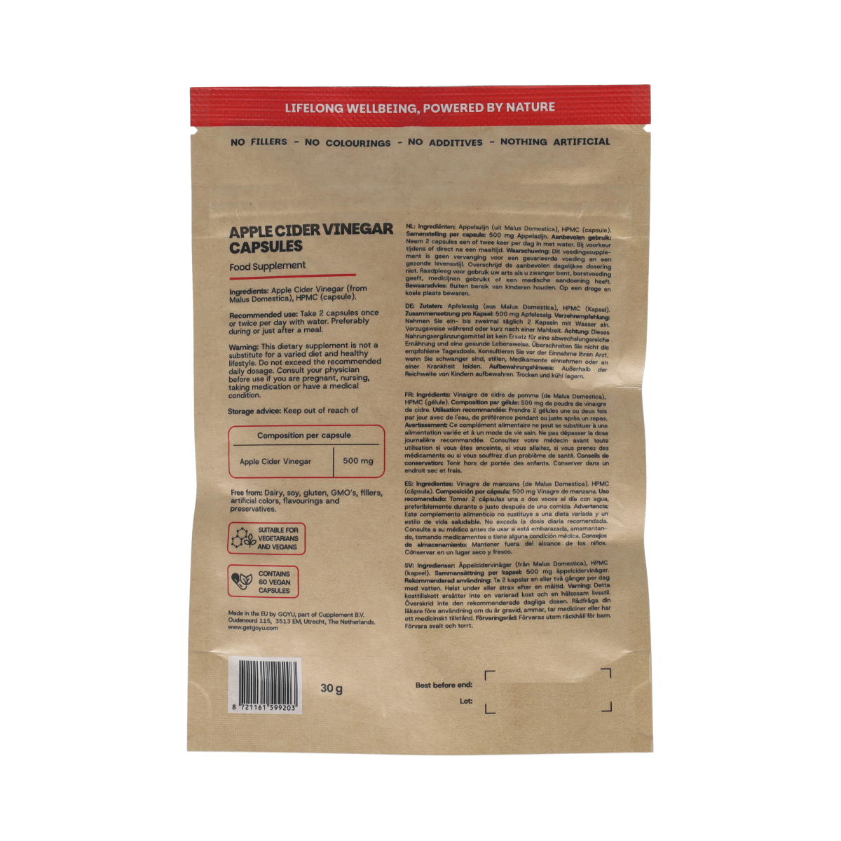 Goyu Appelazijn 500mg 60.00 Vegetarische capsules