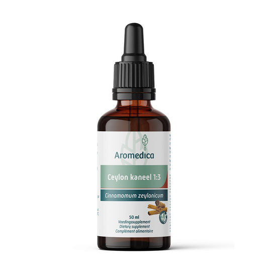 Aromedica Ceylon kaneel 1:3 herbal preparation in a 50ml bottle, showcasing the cinnamon spice from Aromedica.