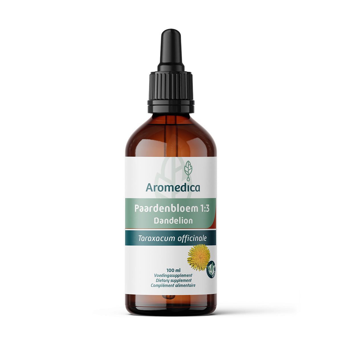 Aromedica Paardenbloem herbal preparation in 100ml bottle, natural herbal supplement from Aromedica, featuring fresh botanical ingredients.