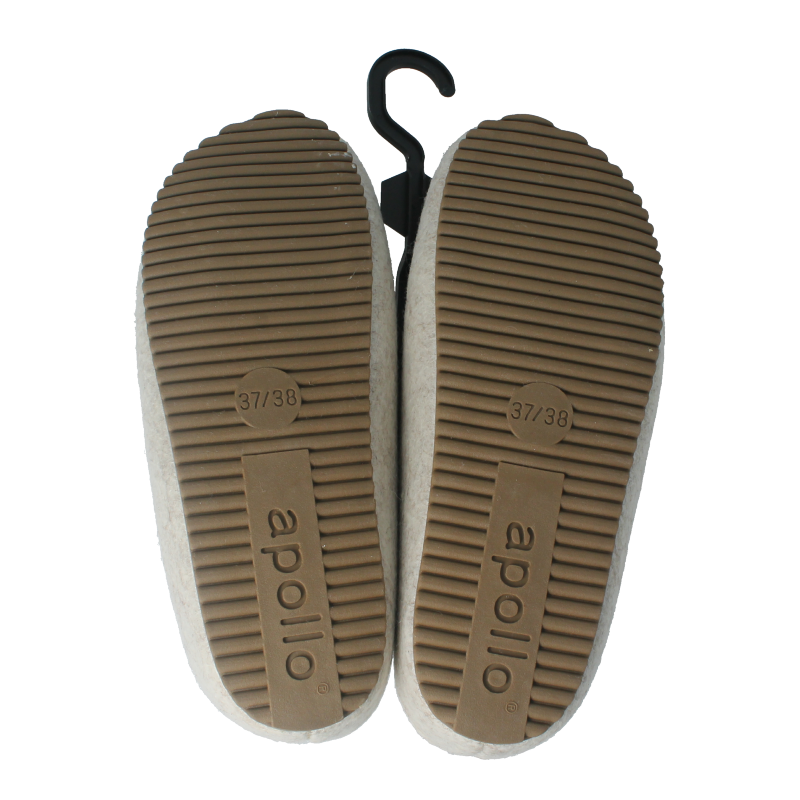 Beige Apollo Zweedse slof slippers for women, size 37/38, showing soft fabric and cozy design.