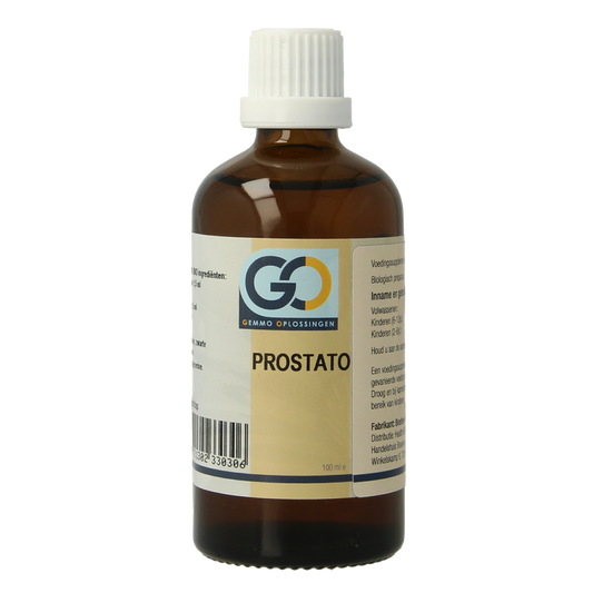 GO Prostato bio herbal supplement in a 100ml bottle, part of GO's herbal preparations line, with natural ingredients for prostate health.
