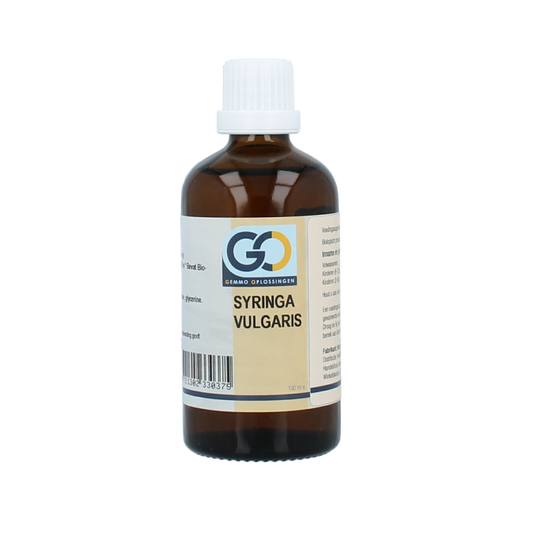 GO Syringa vulgaris bio herbal preparation bottle, 100ml, with label displaying product details and brand logo.