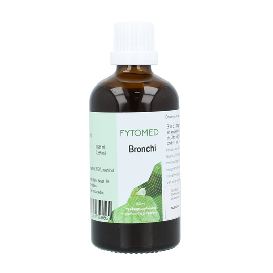 Fytomed Bronchi bio herbal preparation bottle, 100ml, with herbal ingredients visible on packaging.